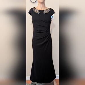 Elegant Black Gown with Beaded Accents